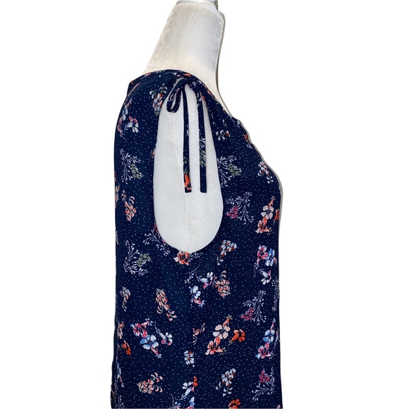 Sanctuary Sleeveless Navy Polka Dot and Floral Print Blouse M - Picture 7 of 15